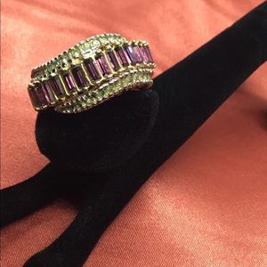 18k GEA Amethyst and Cubic Zirconium Ring